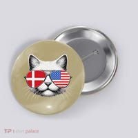 Danish American Flag Funny Cat Denmark USA Button thumb 0