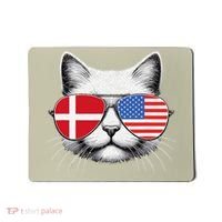 Danish American Flag Funny Cat Denmark USA Mousepad thumb 0