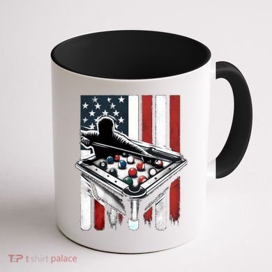 Distressed American Flag Gift Billiards Gift Coffee Mug back