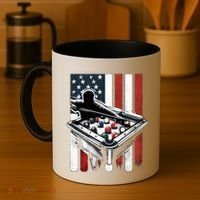 Distressed American Flag Gift Billiards Gift Coffee Mug thumb 4