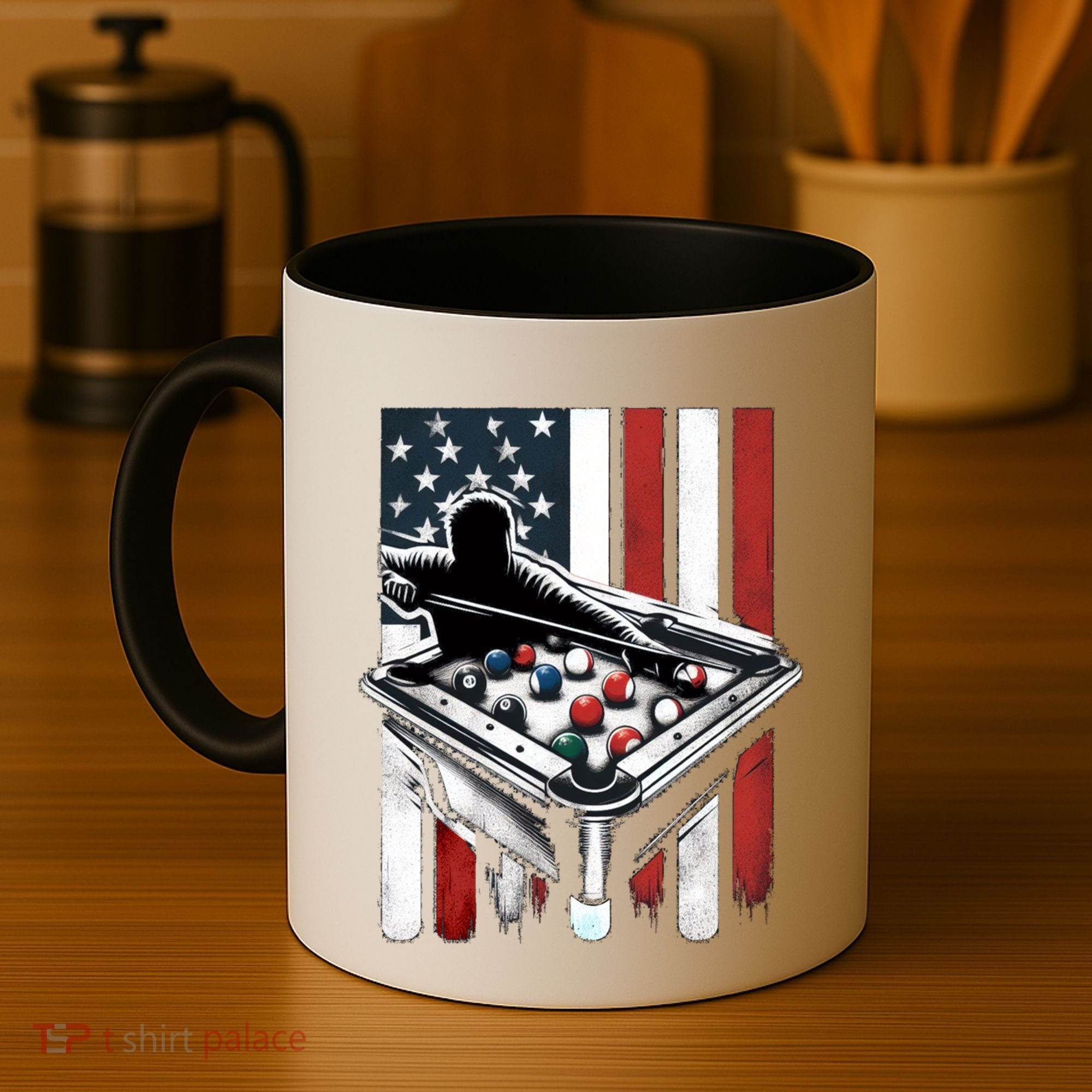 Distressed American Flag Gift Billiards Gift Coffee Mug