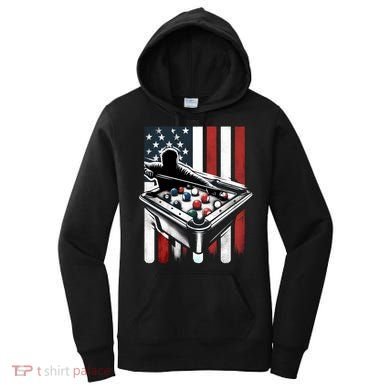 Distressed American Flag Gift Billiards Gift Women's Hoodie