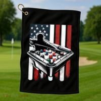 Distressed American Flag Gift Billiards Gift Golf Towel thumb 1