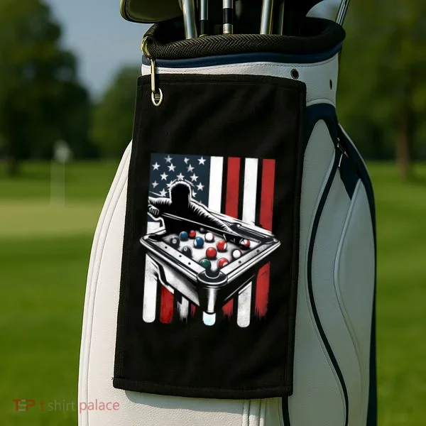 Distressed American Flag Gift Billiards Gift Golf Towel