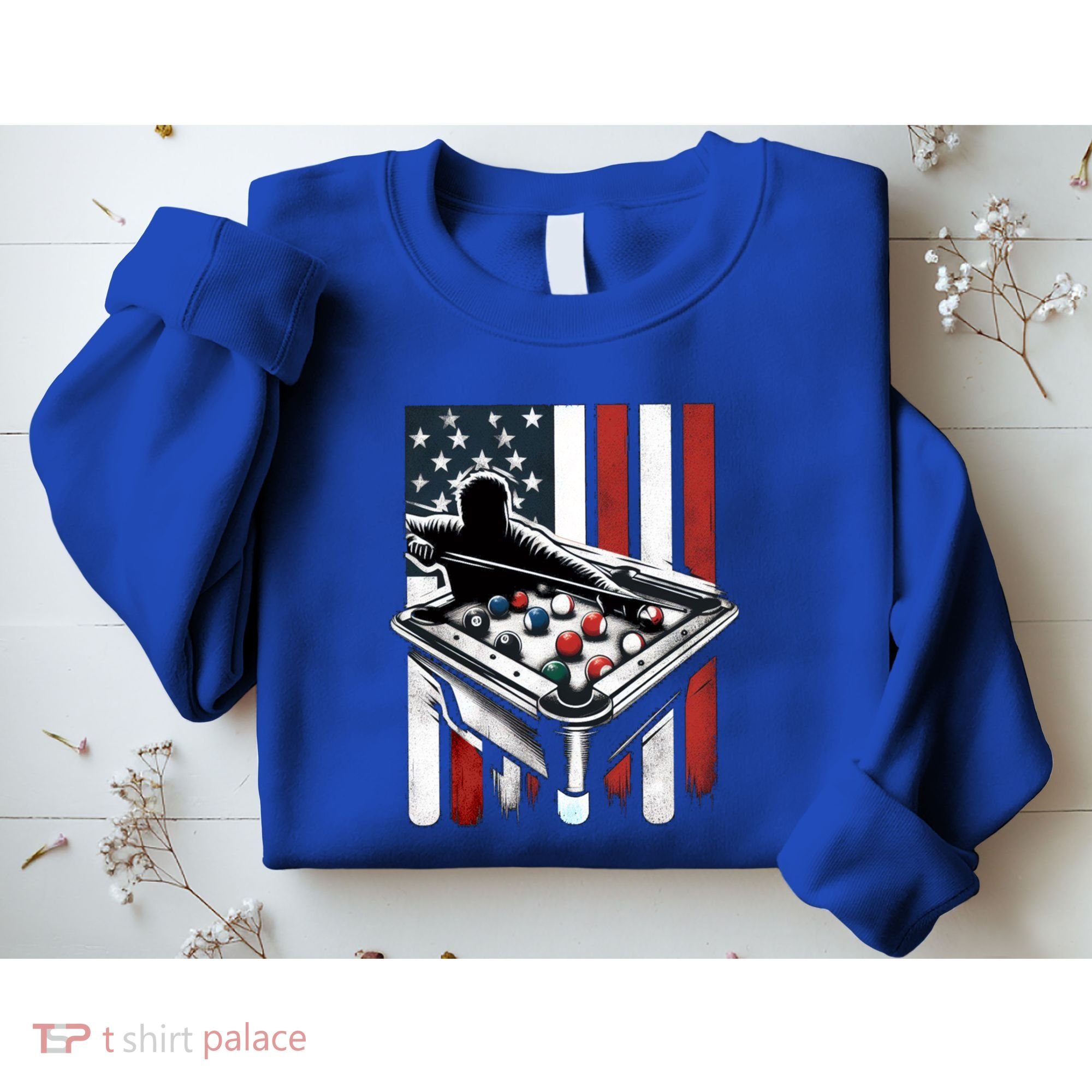 Distressed American Flag Gift Billiards Gift Sweatshirt