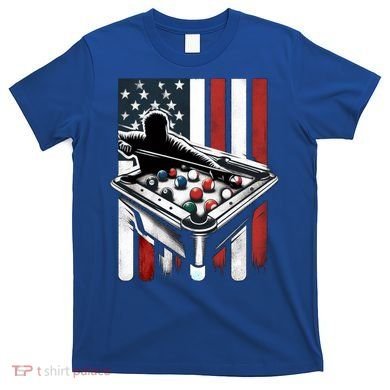 Distressed American Flag Gift Billiards Gift T-Shirt