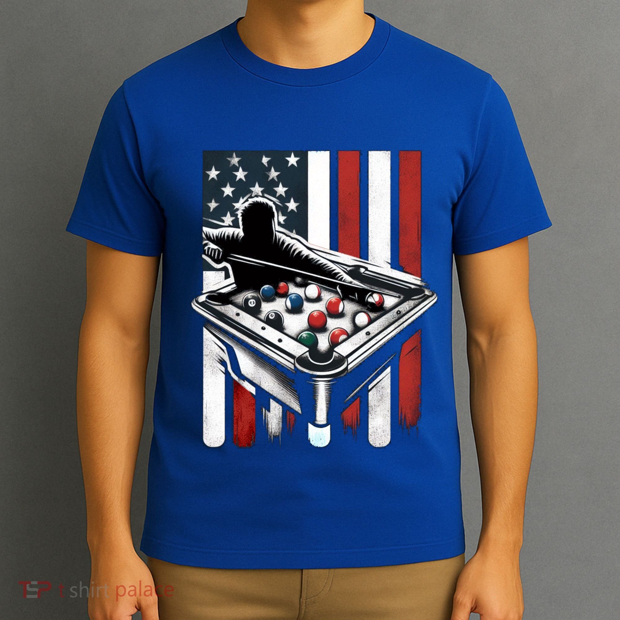 Distressed American Flag Gift Billiards Gift T-Shirt