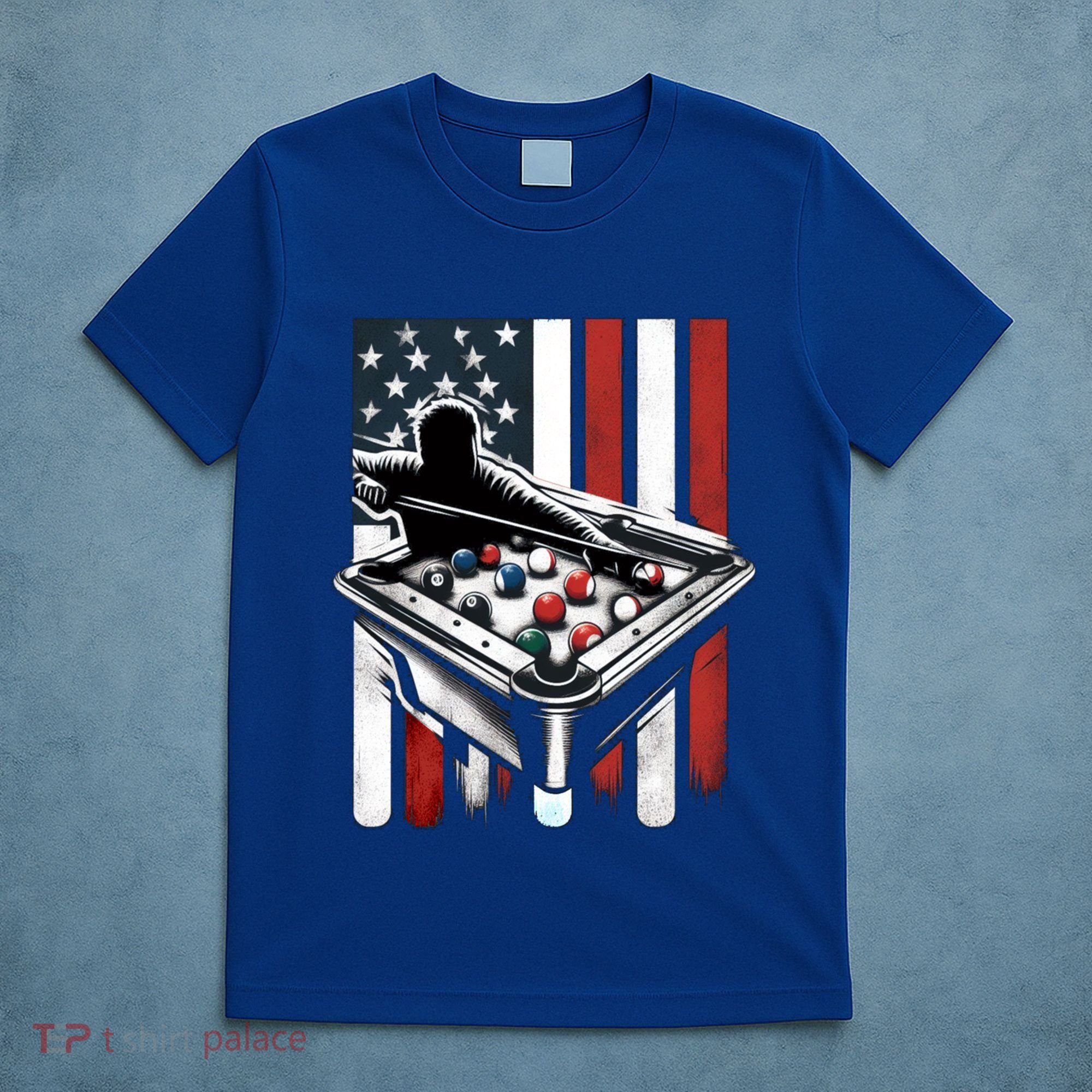 Distressed American Flag Gift Billiards Gift T-Shirt