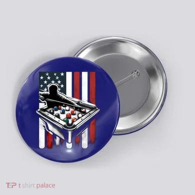 Distressed American Flag Gift Billiards Gift Button