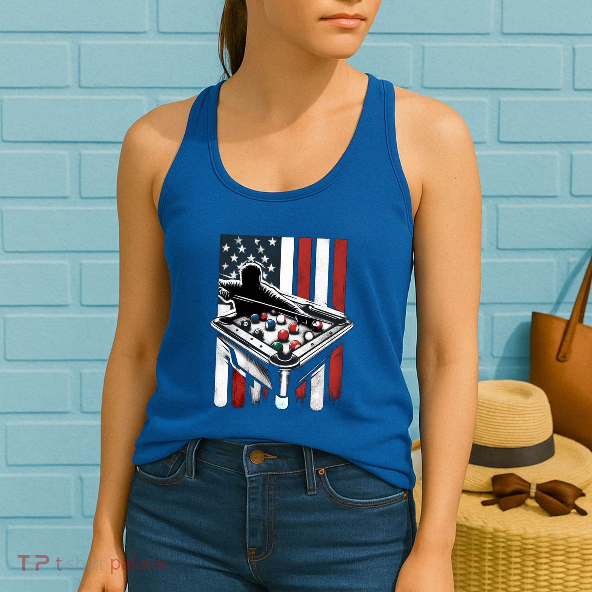 Distressed American Flag Gift Billiards Gift Women's Tank Top