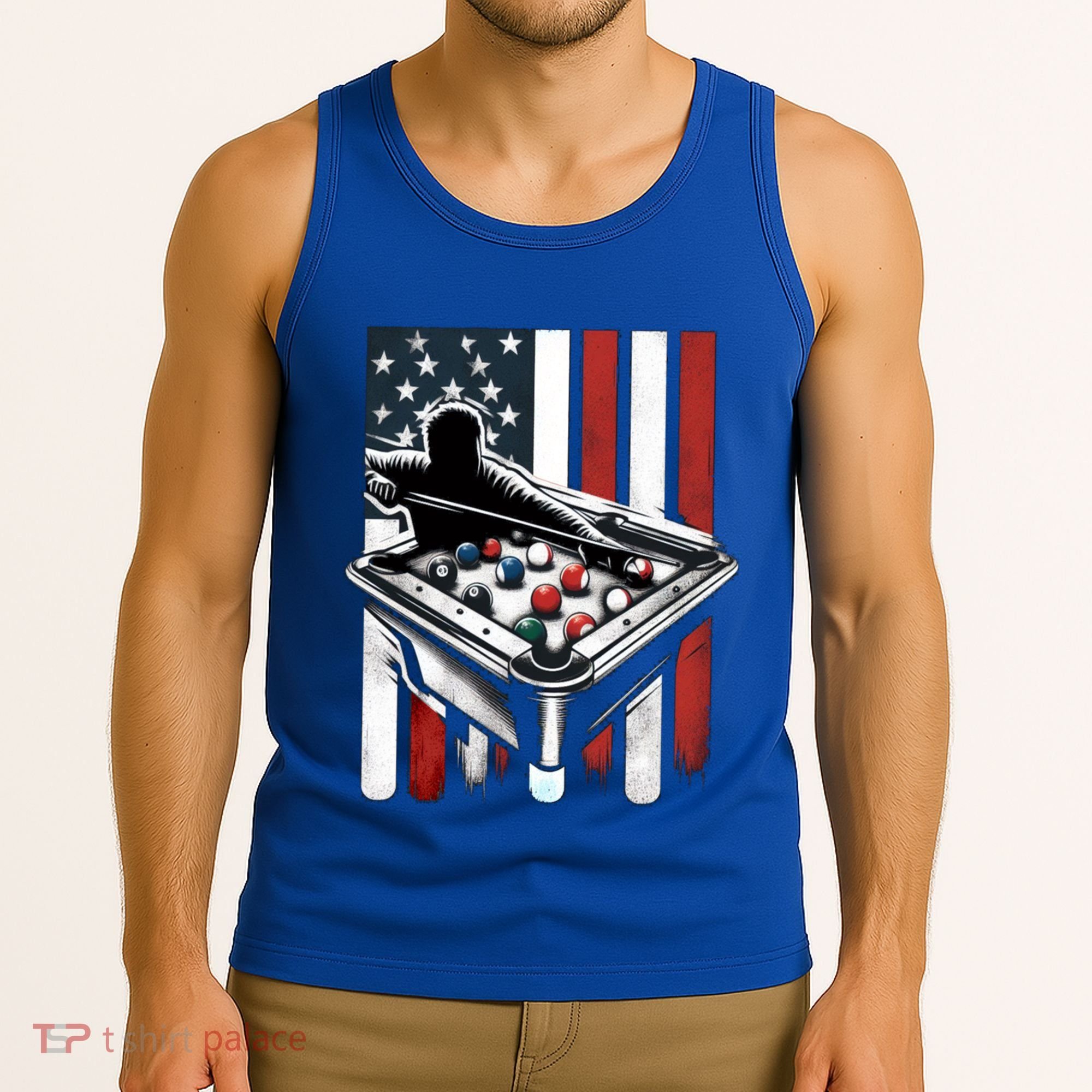 Distressed American Flag Gift Billiards Gift Tank Top