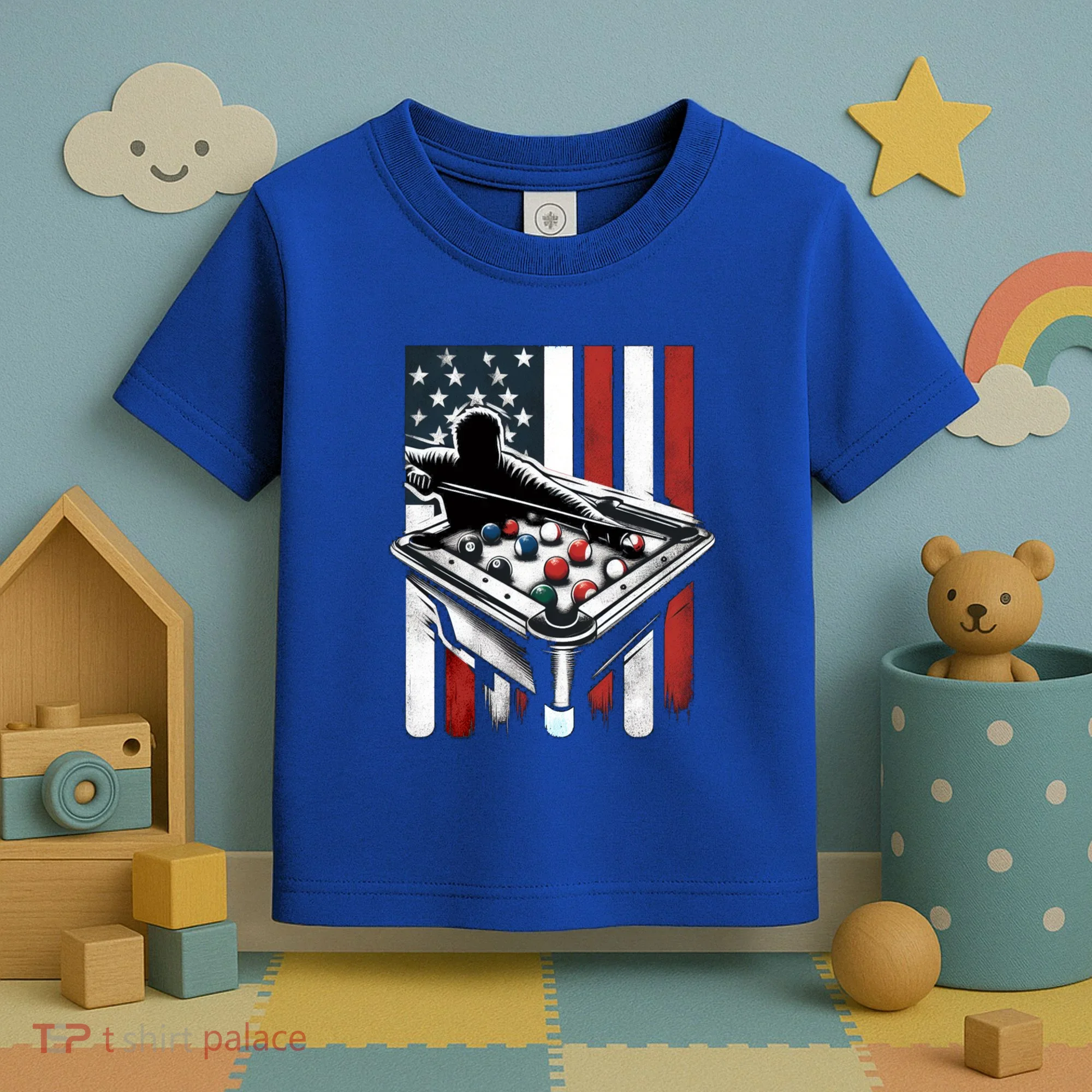 Distressed American Flag Gift Billiards Gift Toddler T-Shirt