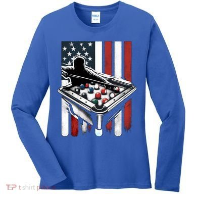 Distressed American Flag Gift Billiards Gift Women's Long Sleeve Shirt