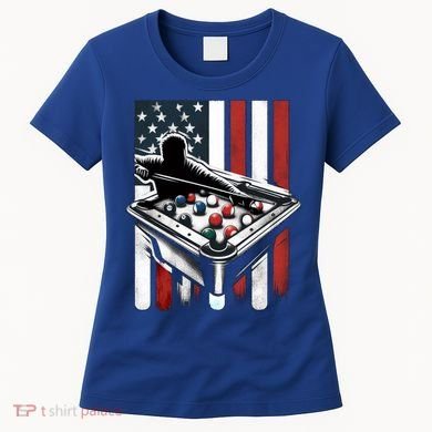 Distressed American Flag Gift Billiards Gift Women's T-Shirt