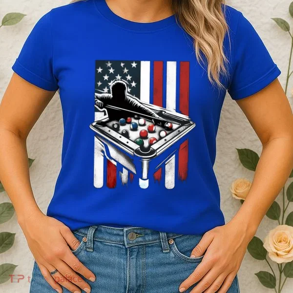 Distressed American Flag Gift Billiards Gift Women's T-Shirt