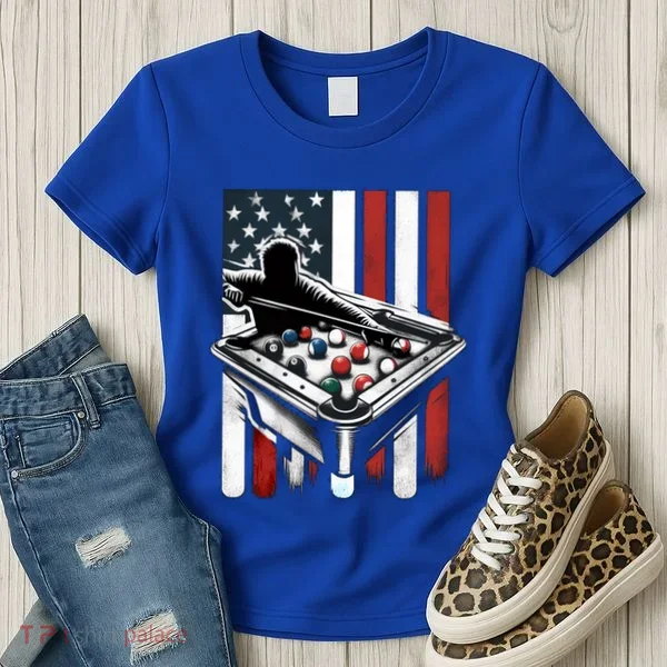 Distressed American Flag Gift Billiards Gift Women's T-Shirt