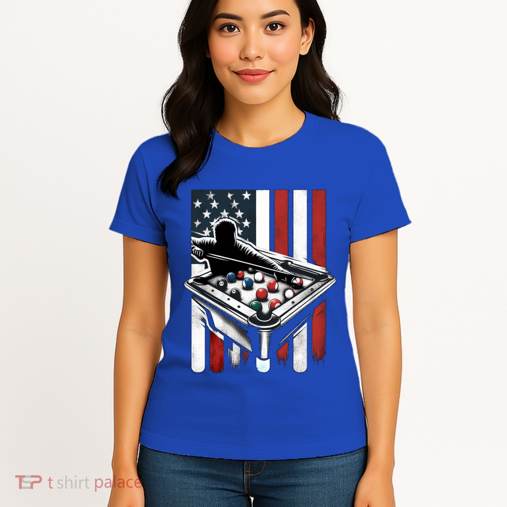 Distressed American Flag Gift Billiards Gift Women's T-Shirt