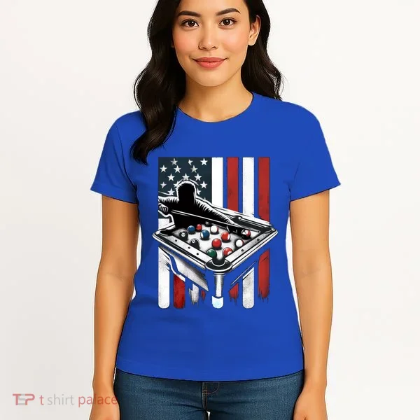 Distressed American Flag Gift Billiards Gift Women's T-Shirt