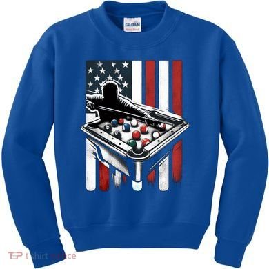Distressed American Flag Gift Billiards Gift Kids Sweatshirt