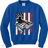 Distressed American Flag Gift Billiards Gift Kids Sweatshirt thumb 0