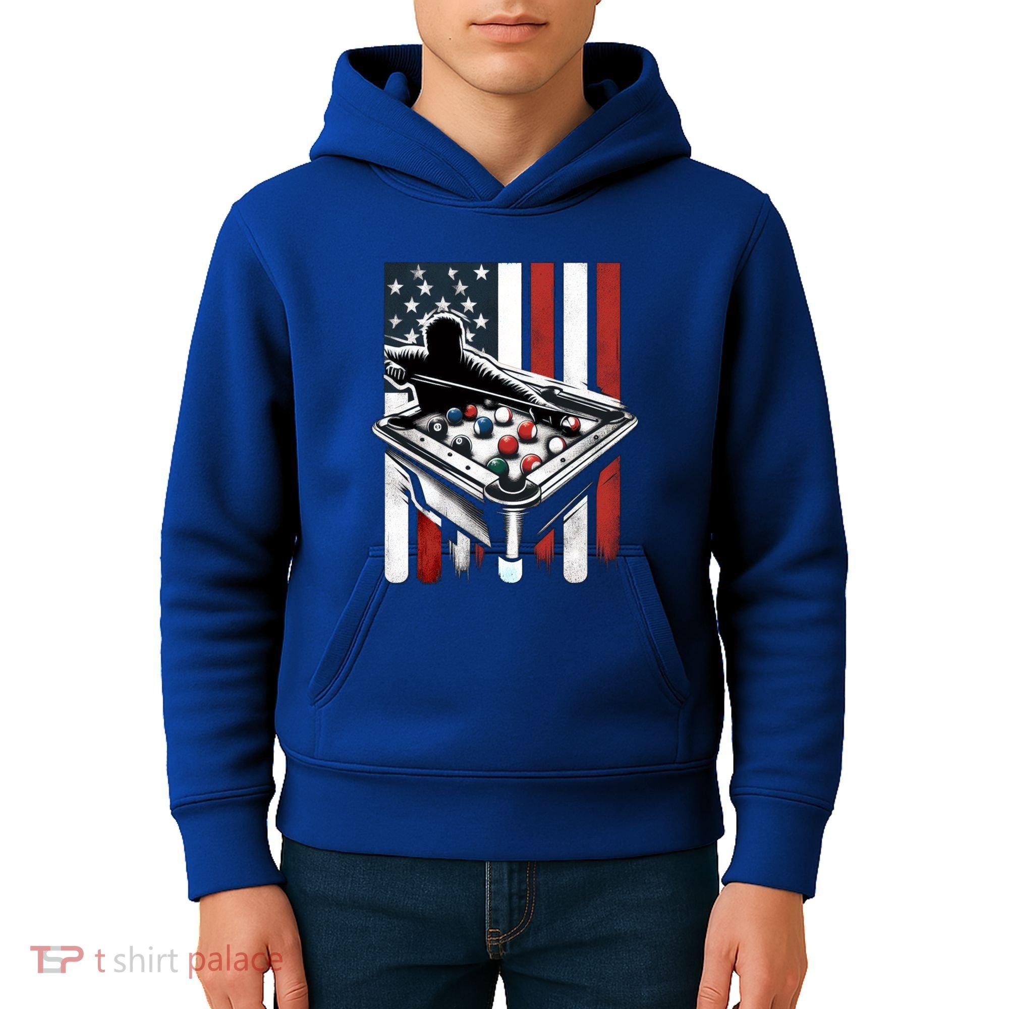 Distressed American Flag Gift Billiards Gift Kids Hoodie
