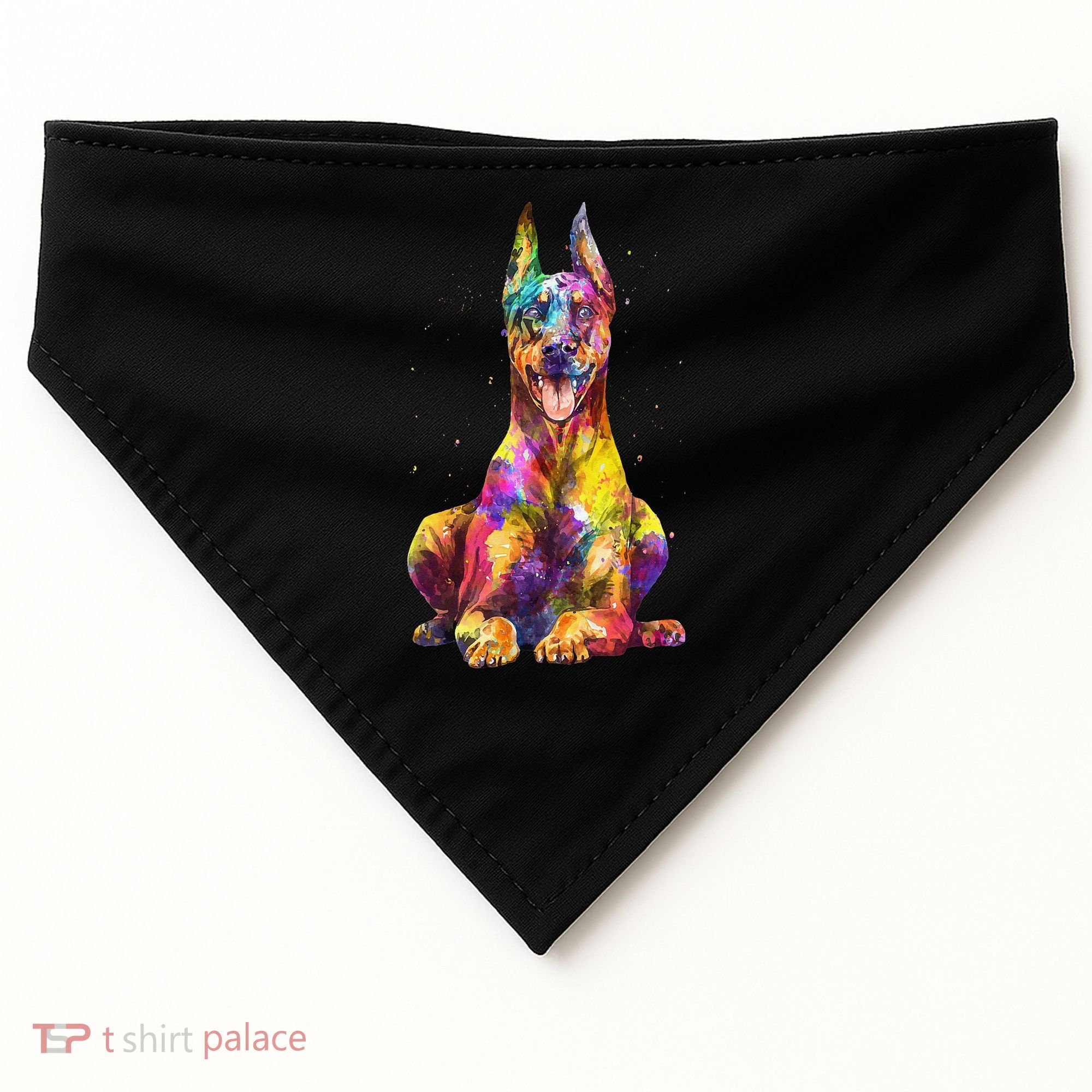 Doberman Art For  Dobie Doberman Pinscher Lover USA-Made Doggie Bandana