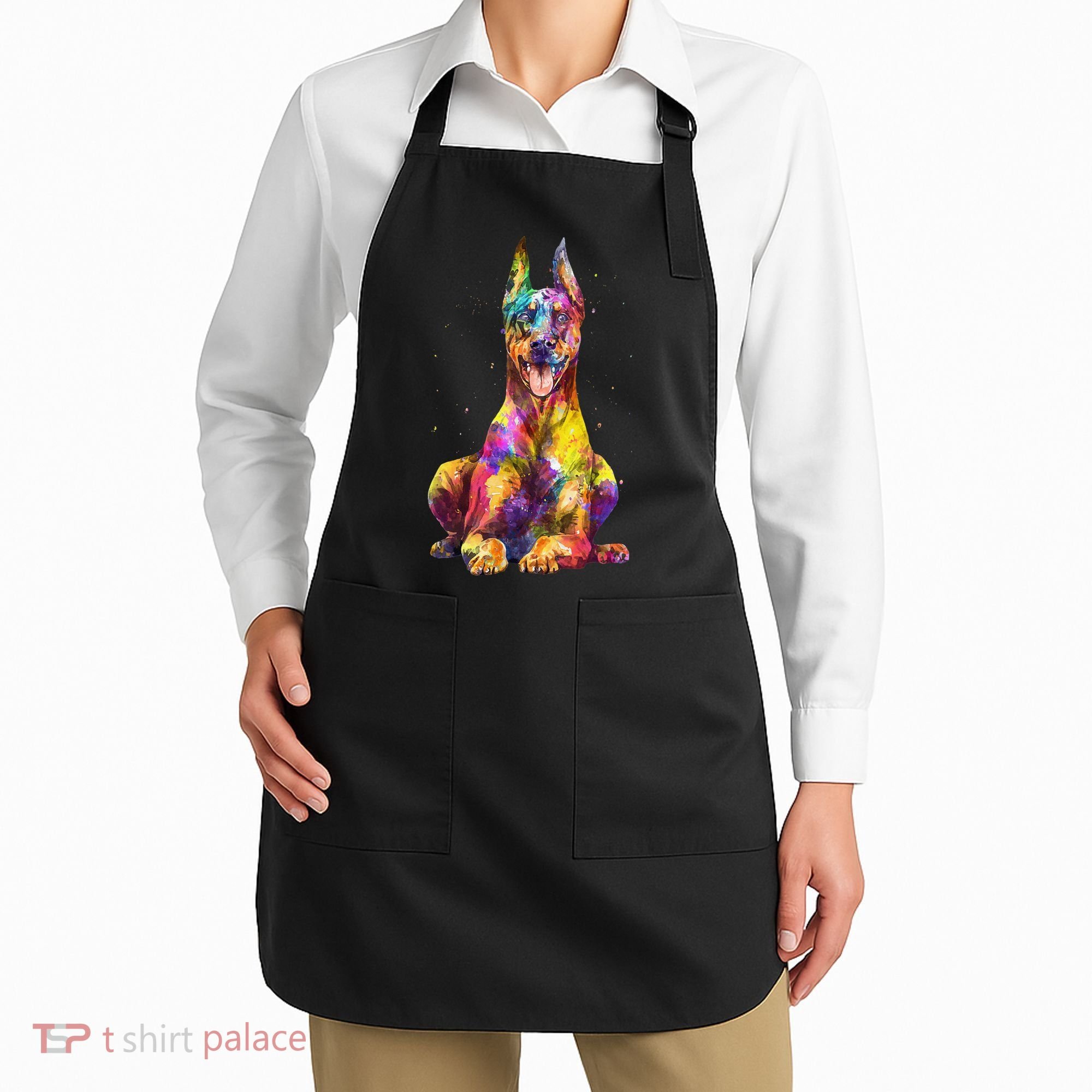 Doberman Art For  Dobie Doberman Pinscher Lover Apron