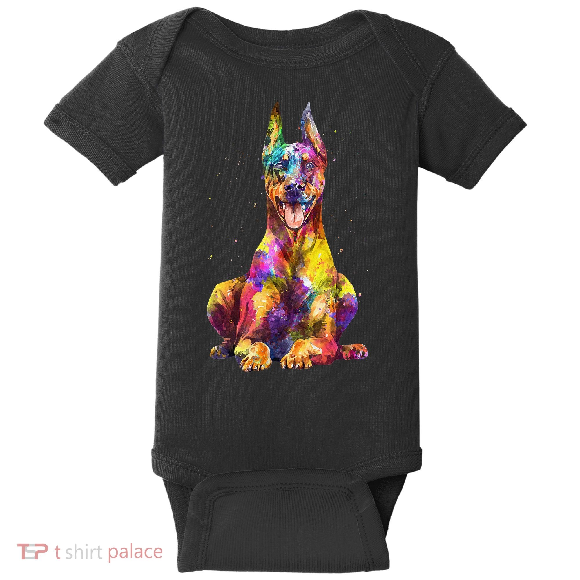 Doberman Art For  Dobie Doberman Pinscher Lover Baby Bodysuit