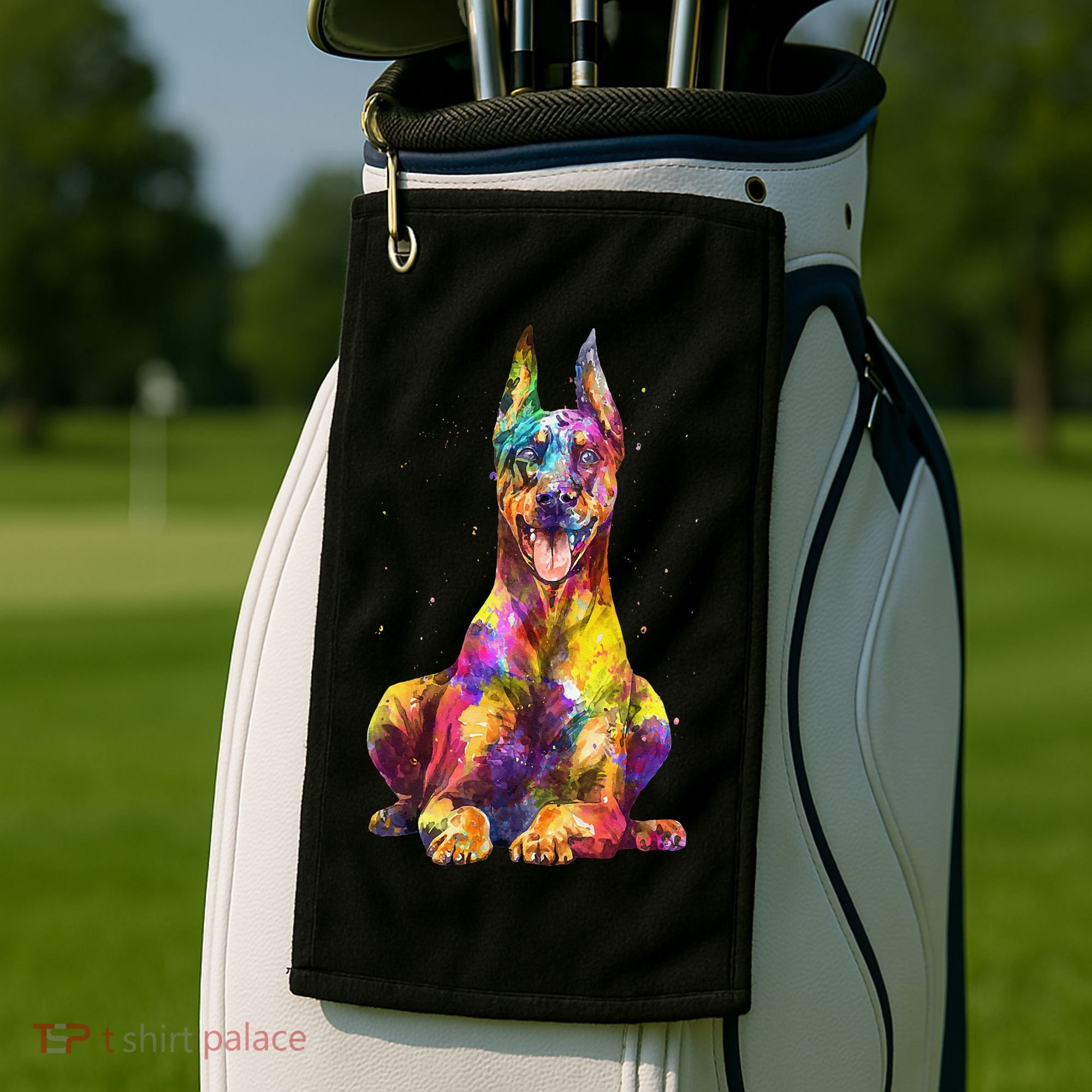 Doberman Art For  Dobie Doberman Pinscher Lover Golf Towel