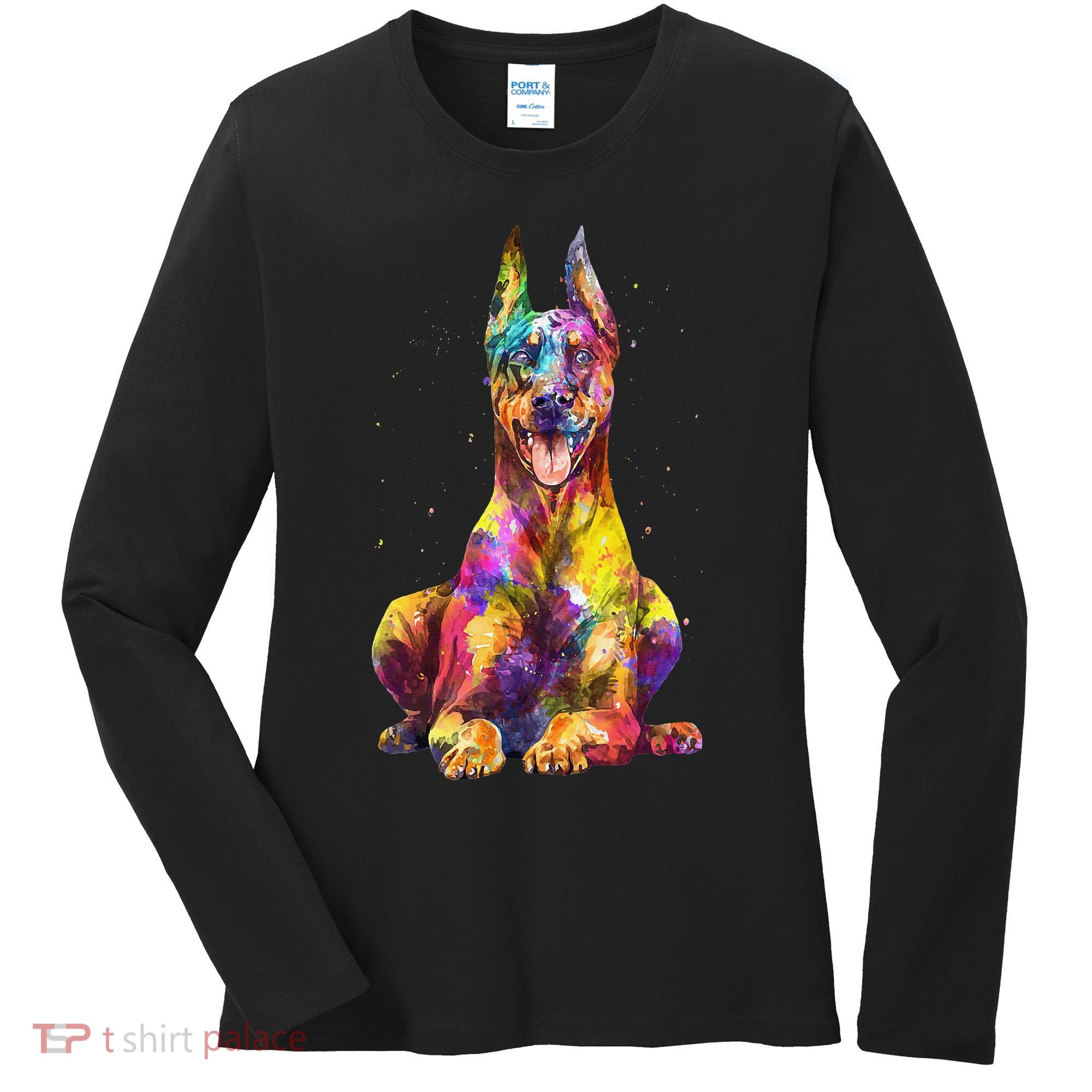 Doberman Art For  Dobie Doberman Pinscher Lover Women's Long Sleeve Shirt