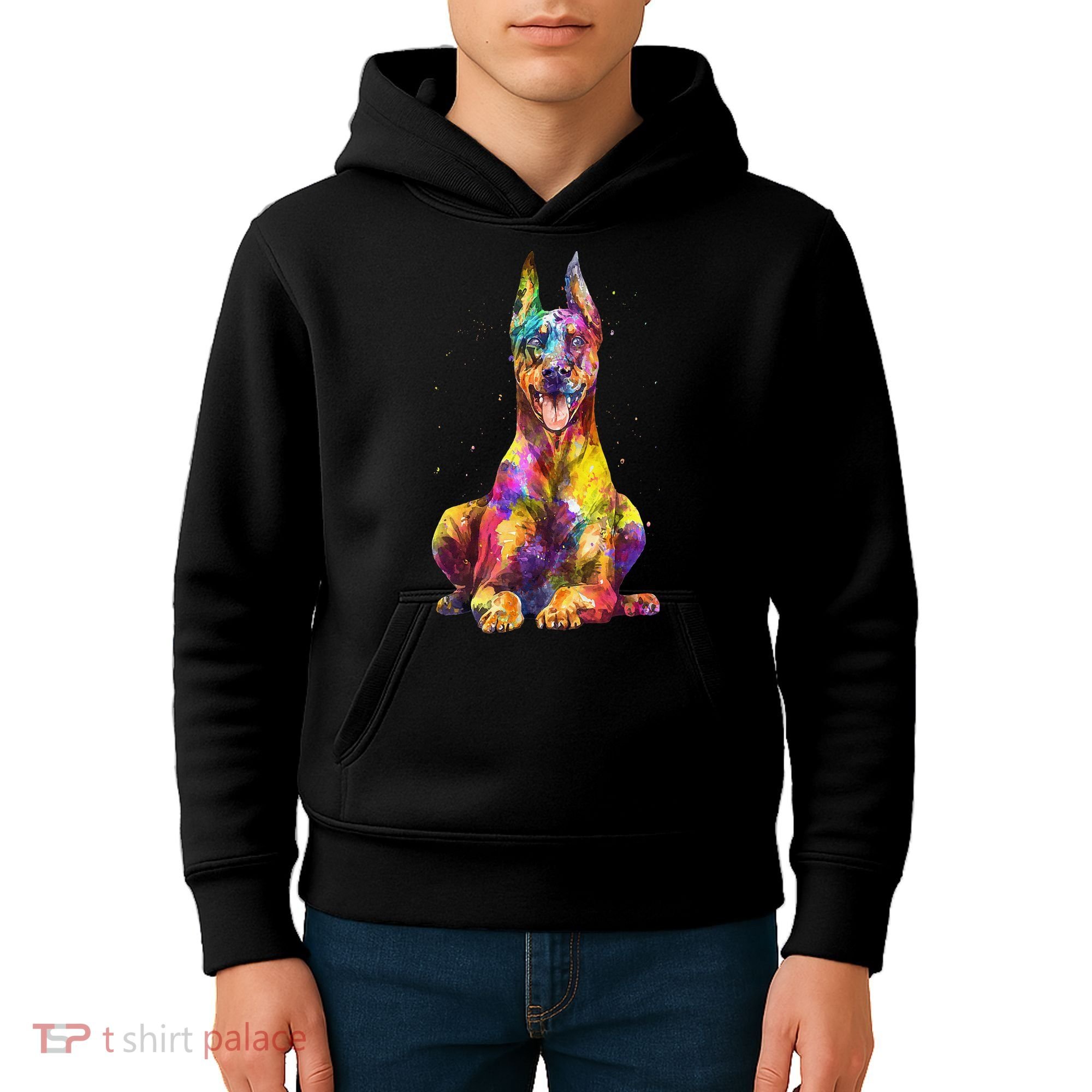 Doberman Art For  Dobie Doberman Pinscher Lover Kids Hoodie