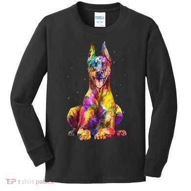 Doberman Art For  Dobie Doberman Pinscher Lover Kids Long Sleeve Shirt