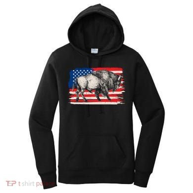 Distress American Flag Vintage Buffalo Women's Hoodie