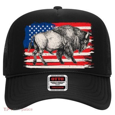 Distress American Flag Vintage Buffalo Hat