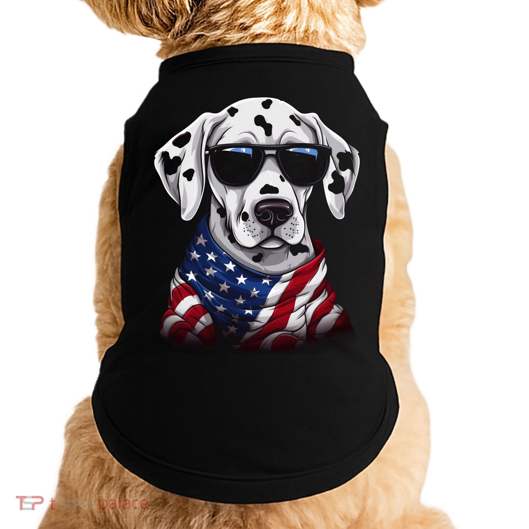 Dalmatian American Flag USA Tee 4th July Gifts Graphic Tees Doggie Tank