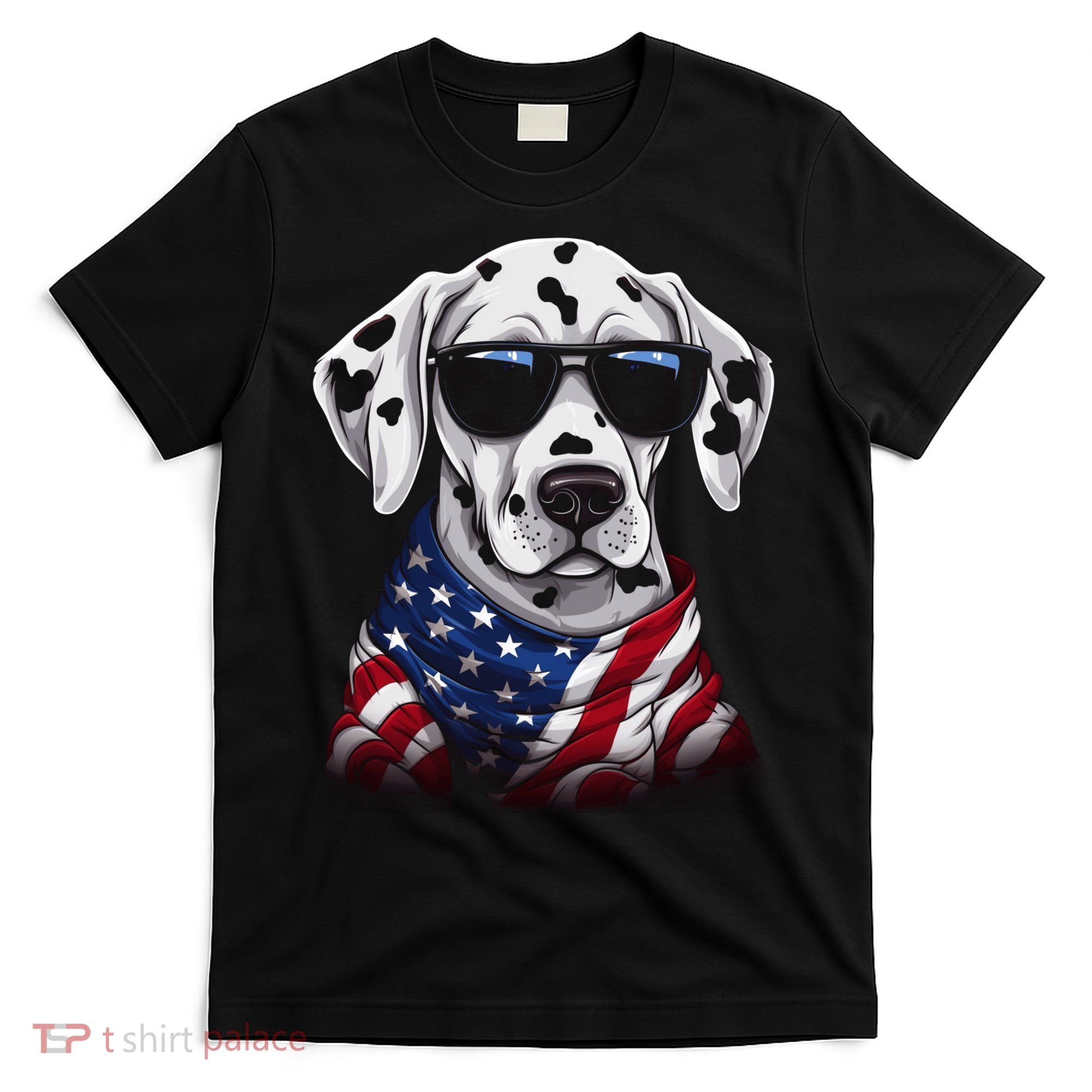 Dalmatian American Flag USA Tee 4th July Gifts Graphic Tees T-Shirt