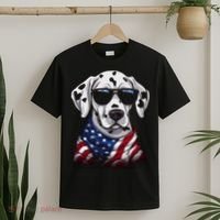 Dalmatian American Flag USA Tee 4th July Gifts Graphic Tees T-Shirt thumb 2