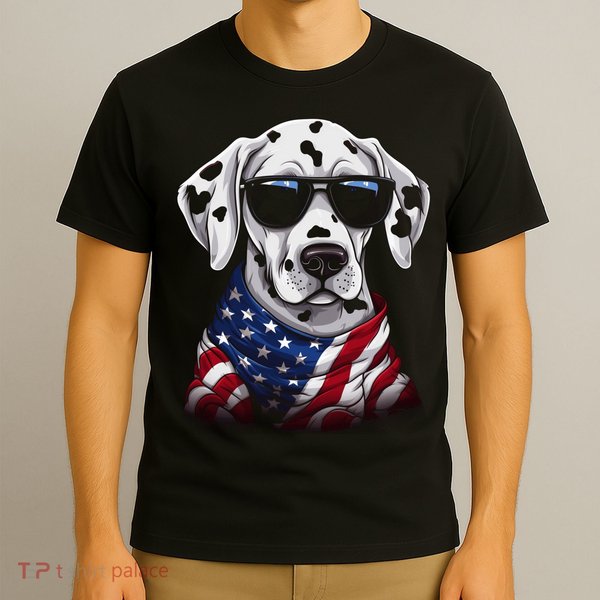 Dalmatian American Flag USA Tee 4th July Gifts Graphic Tees T-Shirt