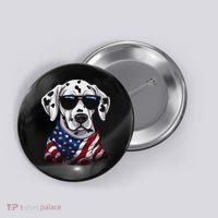 Dalmatian American Flag USA Tee 4th July Gifts Graphic Tees Button thumb 0