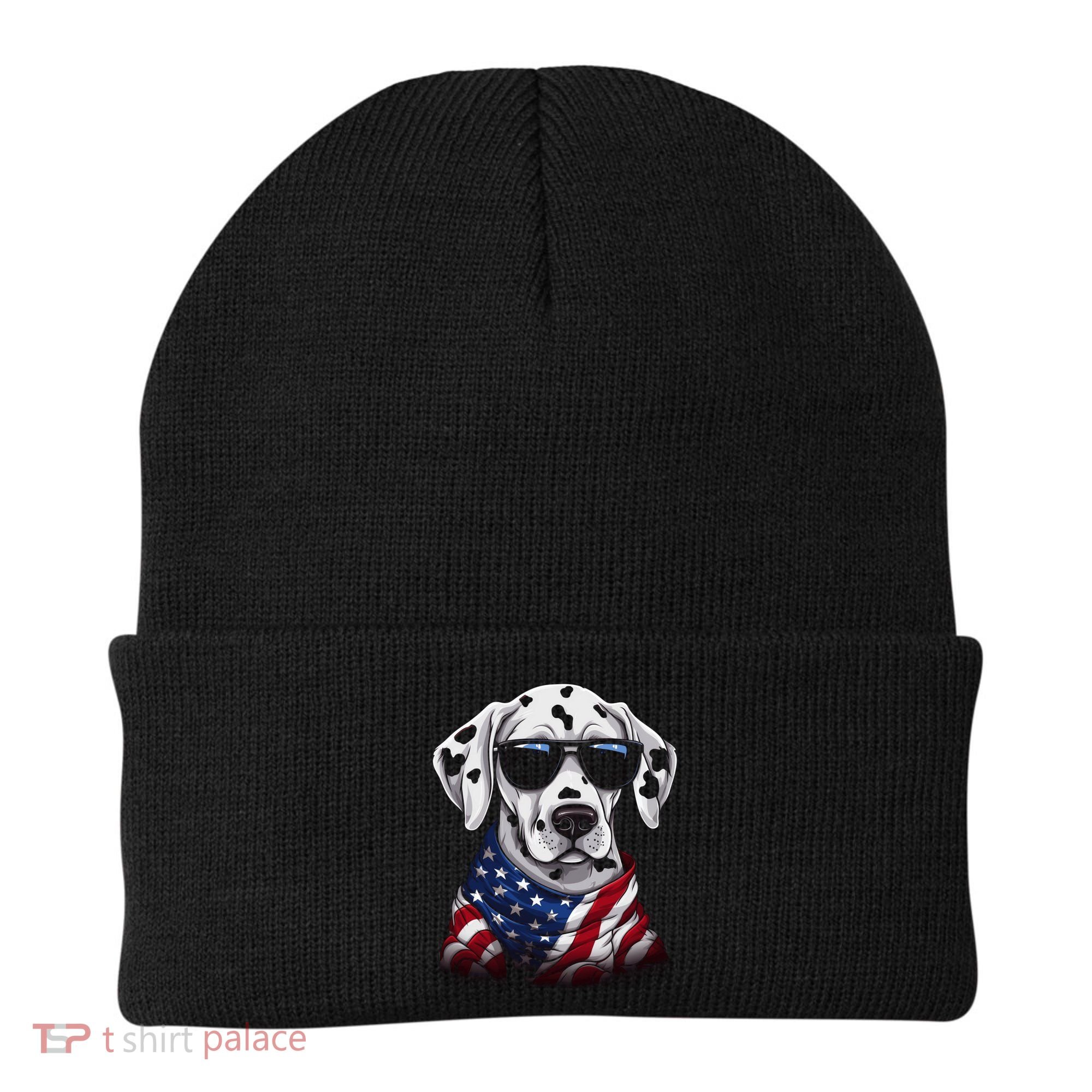Dalmatian American Flag USA Tee 4th July Gifts Graphic Tees Beanie