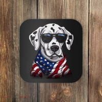 Dalmatian American Flag USA Tee 4th July Gifts Graphic Tees Coaster thumb 0