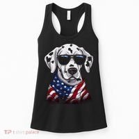 Dalmatian American Flag USA Tee 4th July Gifts Graphic Tees Women's Tank Top thumb 0