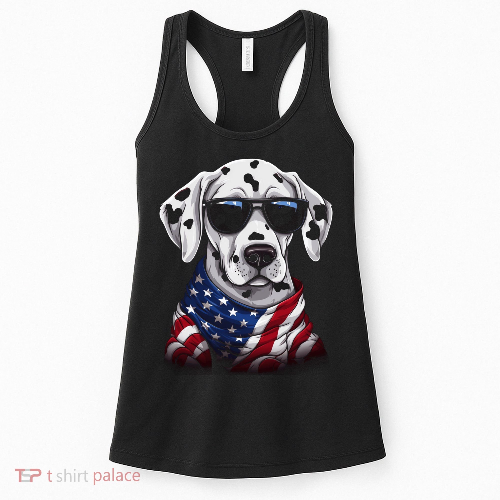 Dalmatian American Flag USA Tee 4th July Gifts Graphic Tees Women's Tank Top