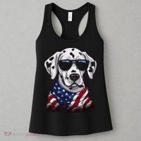 Dalmatian American Flag USA Tee 4th July Gifts Graphic Tees Women's Tank Top thumb 3