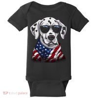 Dalmatian American Flag USA Tee 4th July Gifts Graphic Tees Baby Bodysuit thumb 0