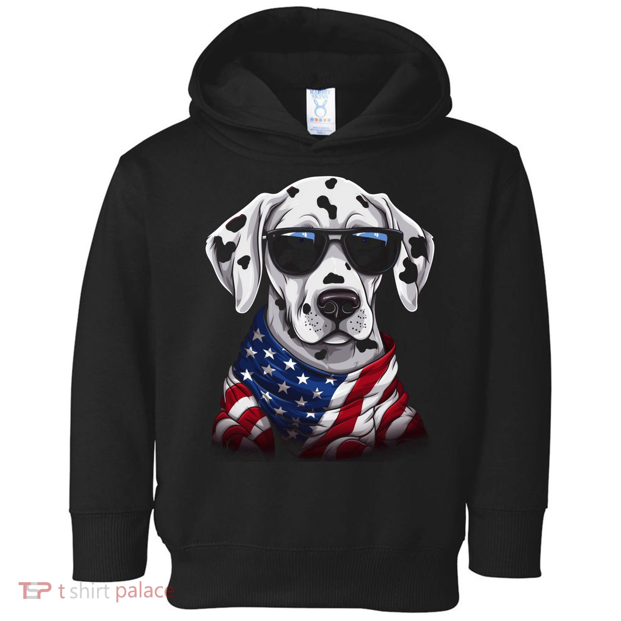 Dalmatian American Flag USA Tee 4th July Gifts Graphic Tees Toddler Hoodie
