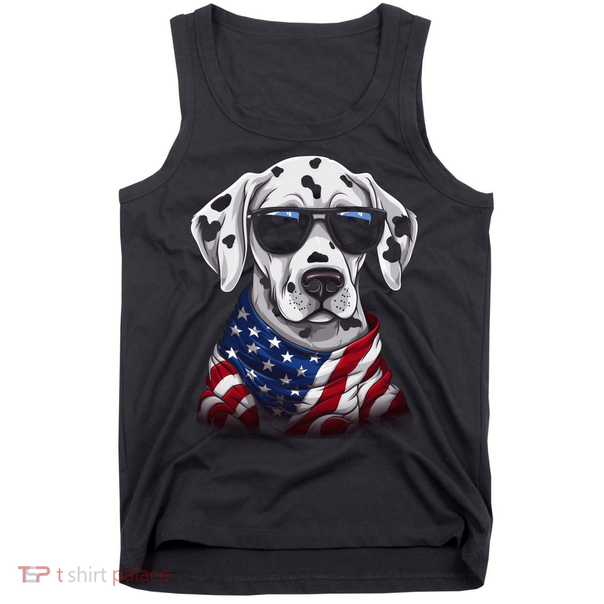 Dalmatian American Flag USA Tee 4th July Gifts Graphic Tees Tank Top
