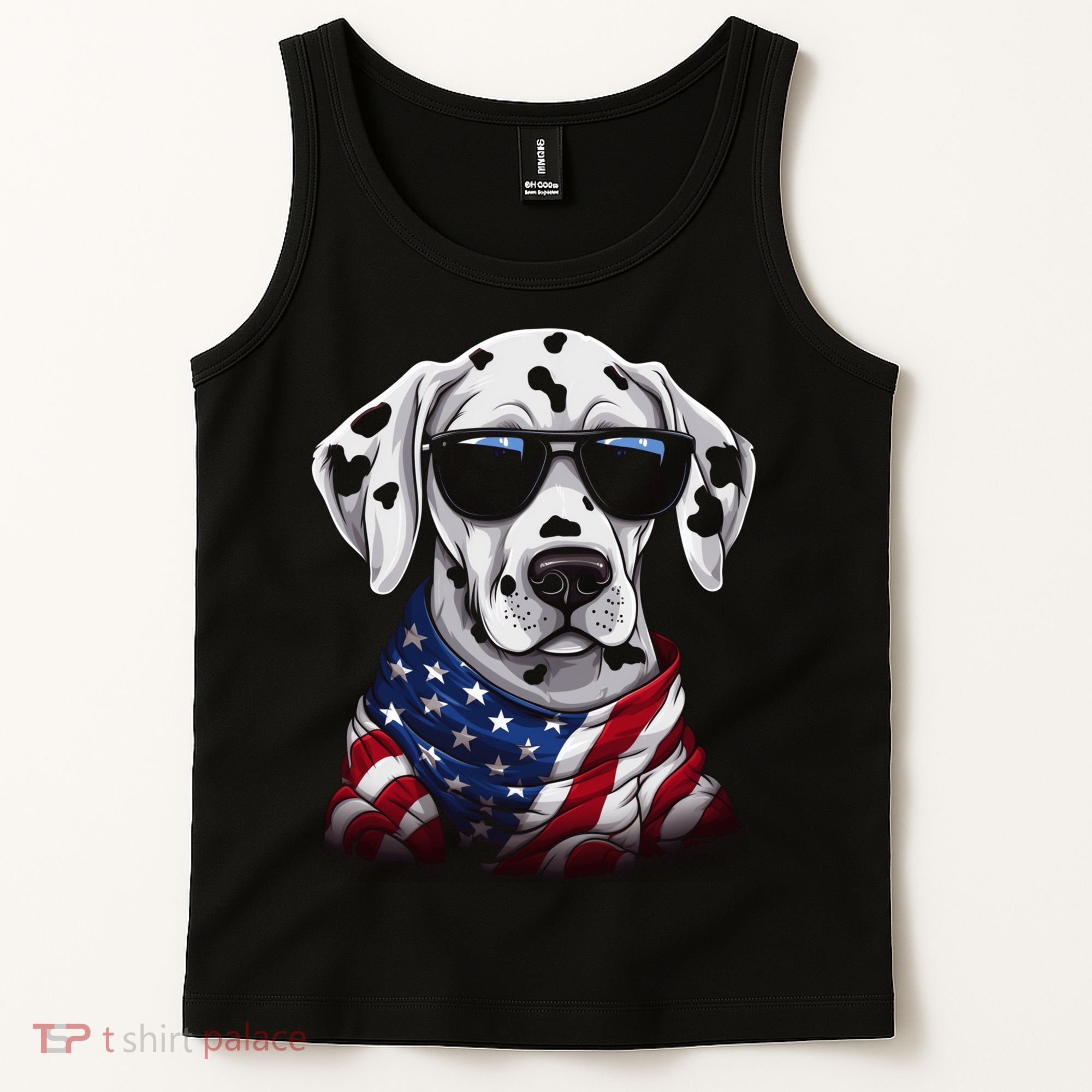 Dalmatian American Flag USA Tee 4th July Gifts Graphic Tees Tank Top