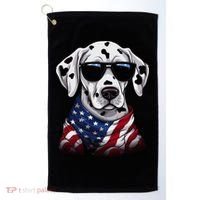 Dalmatian American Flag USA Tee 4th July Gifts Graphic Tees Golf Towel thumb 0
