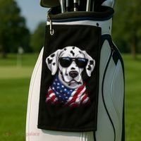 Dalmatian American Flag USA Tee 4th July Gifts Graphic Tees Golf Towel thumb 2